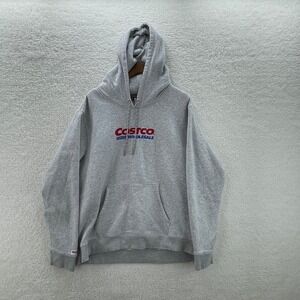 Costco Hoodie Men's 2XL Gray Pullover Sweater Sweatshirt Embroidered Grocery